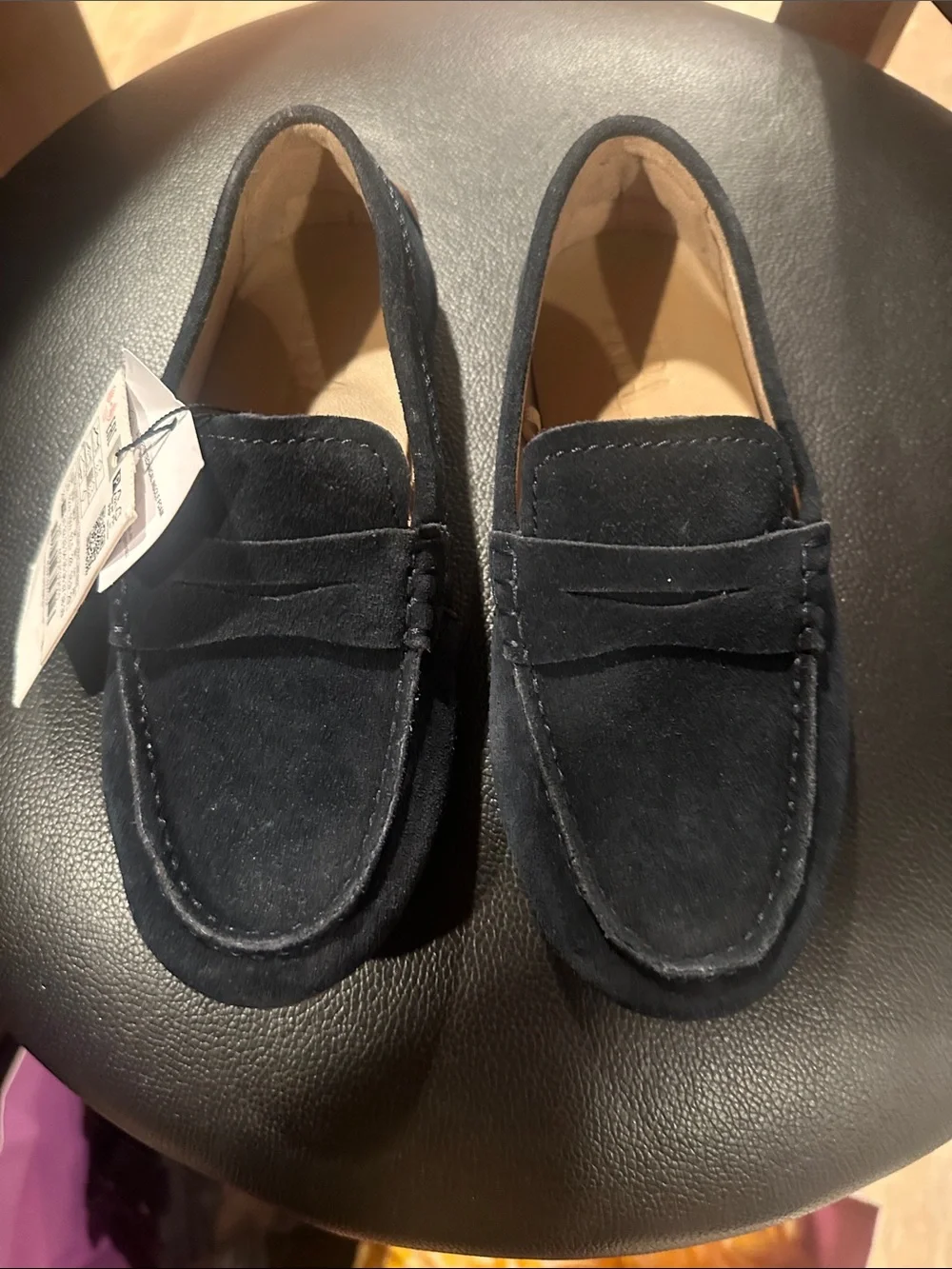 Zara Men's Dark Navy Suede Penny Loafers